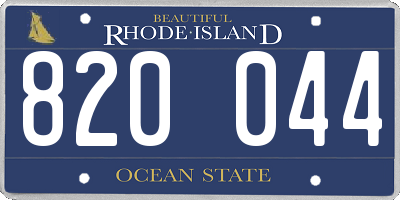 RI license plate 820044
