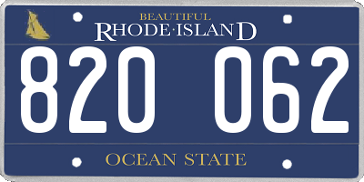 RI license plate 820062