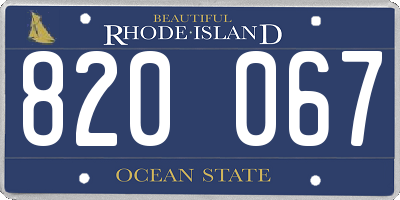 RI license plate 820067