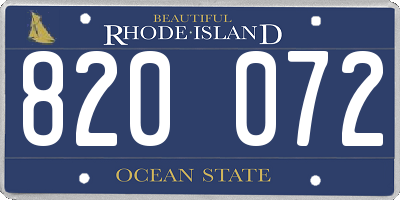RI license plate 820072