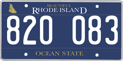 RI license plate 820083