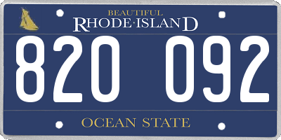RI license plate 820092