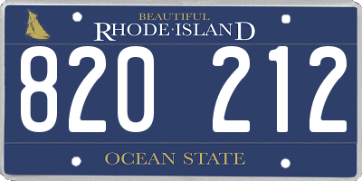 RI license plate 820212