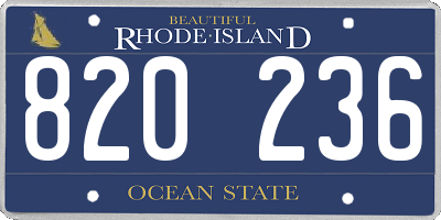 RI license plate 820236