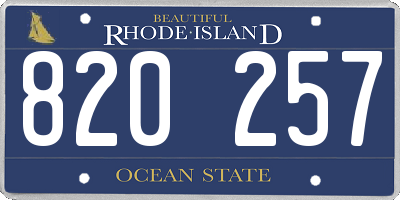 RI license plate 820257