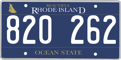 RI license plate 820262