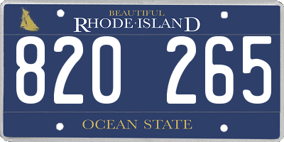 RI license plate 820265