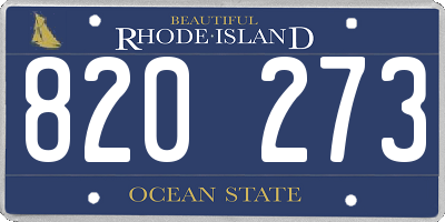RI license plate 820273
