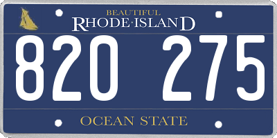 RI license plate 820275
