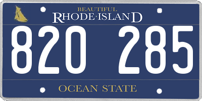 RI license plate 820285