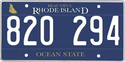 RI license plate 820294