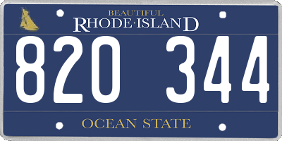 RI license plate 820344