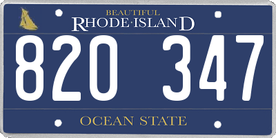RI license plate 820347