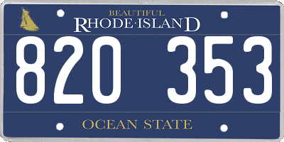 RI license plate 820353