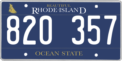 RI license plate 820357
