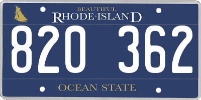 RI license plate 820362