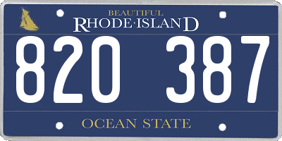 RI license plate 820387
