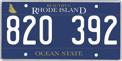 RI license plate 820392