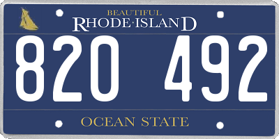 RI license plate 820492