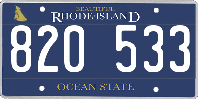 RI license plate 820533