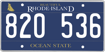 RI license plate 820536