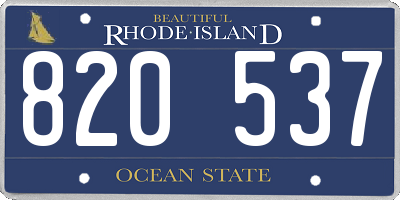 RI license plate 820537
