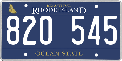 RI license plate 820545