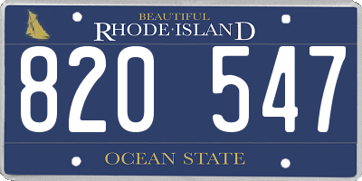 RI license plate 820547