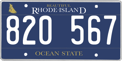 RI license plate 820567