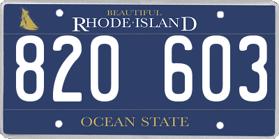 RI license plate 820603