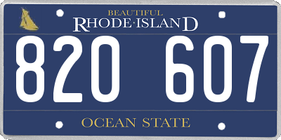 RI license plate 820607