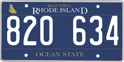 RI license plate 820634