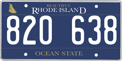 RI license plate 820638