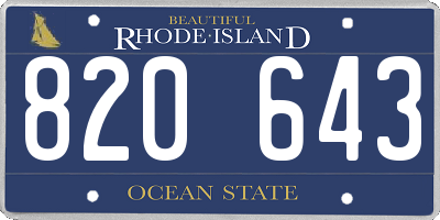 RI license plate 820643