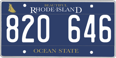 RI license plate 820646