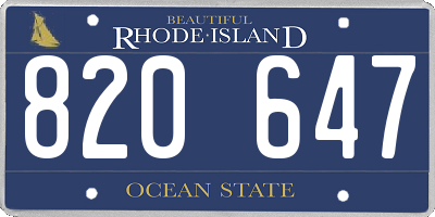 RI license plate 820647