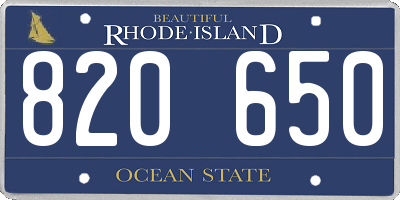 RI license plate 820650
