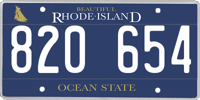 RI license plate 820654