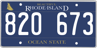 RI license plate 820673