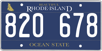 RI license plate 820678