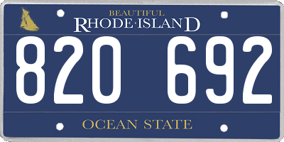 RI license plate 820692