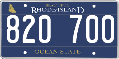 RI license plate 820700