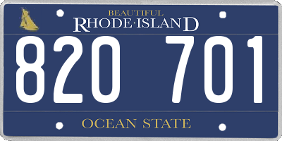 RI license plate 820701