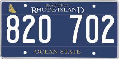 RI license plate 820702