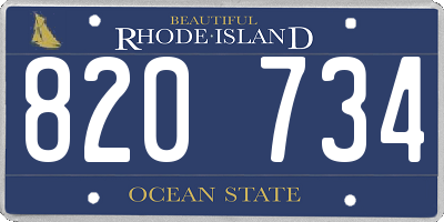 RI license plate 820734