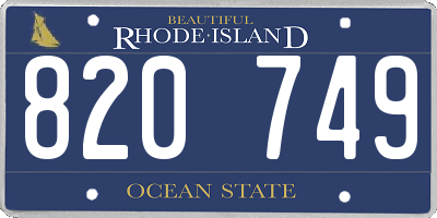 RI license plate 820749