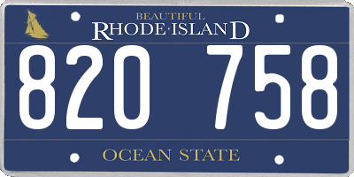 RI license plate 820758