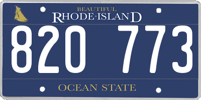 RI license plate 820773