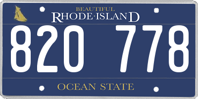 RI license plate 820778