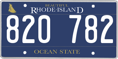 RI license plate 820782
